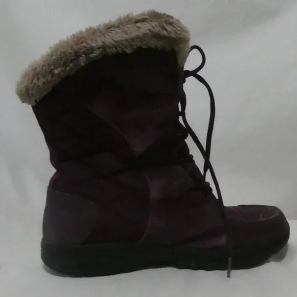 COLUMBIA - Waterproof | size 10 | Elegant Purple Faux-Fur Trim Boots - Picture 10 of 12